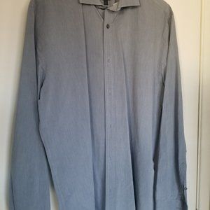⛱ Banana Republic BR Long Sleeve Button Up Shirt Blue Plaid Cotton XL - Slim Fit